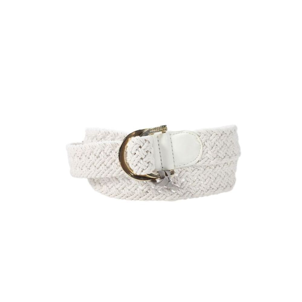 Gavazzeni Italy Womens Woven D Buckle Belt White Size S